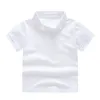 Solid Color Boys Girls Summer T-shirts Kvalitet bomulls uniform Polo barn toppar mode barnkläder 240311