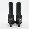 Non-Brand Black Color Botte HBP Pour Femme 4CM Sock Trendy Elastic Knitted Short Winter Slip on Womens Ankle Boots