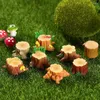 Estatuetas decorativas mini coto de árvore estatueta em miniatura casa estátua de resina micro paisagem fada jardim artesanato casa de bonecas ornamento