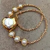 YYGEM 30x33mm collier ras du cou en forme de coeur de perle keshi blanche de culture chaîne plaquée or colliers simples 240305