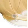 Designer V Gold High Edition Tiffay and Co Key Necklace Womens New Full Diamond Sunflower Pendant Small Snowflake Iris Collar Chain