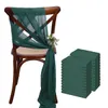 24 Pcs 17x275cm Christmas green Chiffon Chair Sashes 12 Set Sage Sash Wedding Ribbon Party Aisle Decor 240307