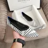 Casual Shoes 2024 Flying Woven Black And White Stripes Color Matching Women Comfortable Pointed Toe Boat