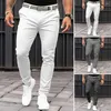 Men's Pants Slim Fit Suit Solid Color With Mid-rise Slant Pockets Zipper Business Office For Workwear