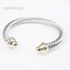 Pulsera de diseñador Joyería abierta cruzada Cable trenzado Brazaletes de marca para hombre Charm Brazalete para mujer Alambre Vintage En forma de C Lujo Chapado en oro Pulseras para hombres 7 mm