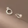 Boucles d'oreilles créoles en argent Sterling 925, perle géométrique pour femmes et filles, Zircon, Design rond Simple, bijoux cadeau de fête, goutte