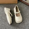 Casual skor Simple White Shallow Cut Low Heel Flat Sole Single Shoe For Women's Spring and Höst 2024 Vintage French Mary Jane