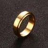 Anel giratório de ouro 14k giratório para homens e mulheres, aliança de casamento sólida brilhante fosca de 6/8mm, anel fraterno clássico simples casual básico