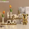 ERMAKOVA Creativo Caratteri 3D in ceramica Love Bear Natale Festivo Decorazione di nozze Ornamenti Famiglia Artigianato Arredamento Regalo 240307