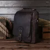 Sac Nesitu haute qualité Vintage épais marron Durable en cuir véritable petits hommes sacs de messager fou cheval épaule M5066