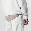 Herrens tjocka bomullsträning sätter vita casual sportsatser pullover huva topp med byxor tröjor gymnastiksspårbanor 240315