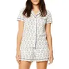 Femmes mignon rouleau lapin pyjamas Y2k singe préfabriqué impression 2 pièces pyjama ensemble chemise à manches courtes Pj Shorts ensemble tenue décontractée hy6