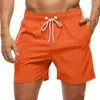 Herr shorts sommar avslappnad fast färg snabbtorkande havssemester med nät med mesh-dragkammare enkla badstammar