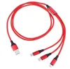 Vävd 3 i 1 USB-kablar Snabbladdning av USB-C Micro Data Sync Cable för HTC Xiaomi 12 11 Huawei Samsung Mobiltelefonladdningsladd