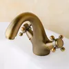 Bathroom Sink Faucets Antique Classic Ancient Black Faucet Double Cross Handle Vesssel Basin Mixer Tap Cold Water