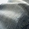 Jeans pour hommes Designer de mode Hommes de haute qualité Rétro Lavé Bleu Stretch Slim Fit Ripped Broderie Vintage Denim Pantalon Homme