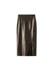 Skirts 2024 Harajuku Vintage PU Leather Pencil Skirt Winter Women Bodycon Front Split Ladies Black Solid Slim Faux Midi Hip