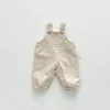 Zomer Mode Jongen Meisje Baby Ins Solid Pocket Losse Overalls geboren Eenvoudige Casual Jarretel Jumpsuit Kinderen Katoen Dunne Broek 240305