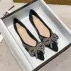 Flats vrouwen platte elegante mode dames flat mode ballet schoenen dames bling kristal vlinderdas puntige teen flats schoenen zapatos de mujer