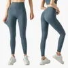 LU Pant Align Justera Lu Lemon med ALOS Yoga High Hip Lift Women Lycra Skinvänlig Running Fiess Pants Inner midja Pocket Sports Leggings