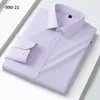 Camisas de vestido masculinas Luxo Hight Qulity Modal Manga Longa para Homens Slim Fit Formal Camisa Simples Elástica Escritório Cor Sólida Roupas de Negócios