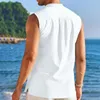 Men's Casual Shirts Men Sleeveless Shirt Buttons Stand Collar Summer Slim Fit Breathable Vest Top For Daily