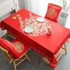 Tafelkleed Fluweel Tafelkleed Bruiloftsstof Rood Feestelijke Ceremonie Chinese Stijl Kamer Thee Chinese Stijl