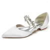 Casual Schuhe Satin Strass Hochzeit Wohnungen Für Braut Slip-on Spitze Zehen Prom Abend Formale Party Frauen Sandalen Flache