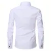 2023 homens francês manguito vestido camisa abotoaduras branco manga longa botões casuais masculino marca camisas regular ajuste roupas 240301