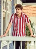 Chemises décontractées pour hommes Camisas Elegantes Para Hombre Vêtements d'été 2024 Stripes Prints Aloha Tops à manches courtes Streetwear Vêtements pour hommes