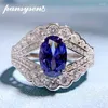 Bagues de cluster Pansysen Luxe 925 Sterling Argent 6 9mm Ova Cut Tanzanite Gemstone Pour Femmes 18k Or Blanc Plaqué Party Fine Bijoux