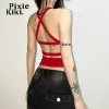 TOPS PIXIEKIKI SEXY BACKLESS CROP CROP TOP FÖR KVINNA SOMMER KLÄDER 2023 Red Black Ribbed Tanks Top Camisole Streetwear P71BZ10