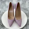 Dress Shoes 12cm Satin Women Pumps 2024 Purple High Heels Fashion Stiletto Luxury Noble Party