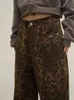 Houzhou Tan Leopard Dżinsy kobiety dżinsowe spodnie kobiety dużego szerokiego nogi spodnie uliczne Hip Hop vintage ubrania luźne 240312