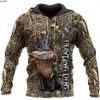 Utomhusjaktdjur 3D Digital Printing Trend Casual Hoodie M7N6