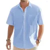 Mäns casual skjortor män knäppta ner skjorta strandsemester snygg lapel krage sommar andningsföretag för kontor
