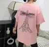 24女性用Tシャツウェーブタワーレター印刷