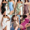 Camarão feminina Skin Summer Strap Strap Solid Mleeseless Sexy Backless Dress for Women