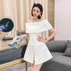 Arbeitskleider Gagarich Fashion Elegant Socialite Hepburn Style One Shoulder Set Damen 2024 Sommer Top Shorts 2 Stück