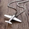 Pendant Necklaces Granny Chic Men Women Stainless Steel Airplane Necklace Gold Color Aircraft 24" Chain Xmas Jewelry Gift