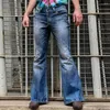 Jeans da uomo Pantaloni denim da uomo a vita media Pantaloni lunghi casual svasati stile punk tinta unita vintage elasticizzati