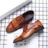 Sapatos de vestido homem elegante derby tecido couro homens brogue homens lace-up negócios casual festa de escritório sapato de casamento