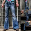 Jeans da uomo Pantaloni denim da uomo a vita media Pantaloni lunghi casual svasati stile punk tinta unita vintage elasticizzati