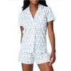 Women's Sleep Lounge Pyjama Mignon Lapin à Rouleau pour Femmes Y2K Singe Impression préfabriquée Ensemble de Pyjama 2 pièces Chemise à Manches Courtes vêtements de Maison xm