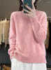 Women's Sweaters 2024 Spring/Autumn Half High Collar Cashmere Sweater Merino Wool Knit Pullover Korean Fashion Female Clothing