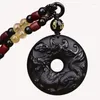 Pendentif Colliers Naturel Obsidienne Dominatrice Dragon Jade Bijoux Chanceux De Bon Augure Amulette Collier Fine
