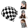 Berets Preto e Branco Checkerboard Skullies Beanies Cap Homens Mulheres Proteção UV Pescoço Gaiter Inverno Checkered Bandana Cachecol para Ciclismo