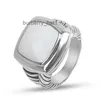 Bague Solitatire pour femmes et hommes, 14mm, Imitation Agate blanche, bague élégante, Chic, Design Twsit, bijoux brillants