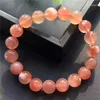Strand Natural Madagascar Cherry Agate Crystal Round Beads Bracelet 11.2mm