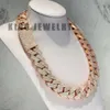 Custom Cuban Chain 26mm Width 4 Rows Moissanite Flower Setting Hip Hop Ice Out Link Necklace